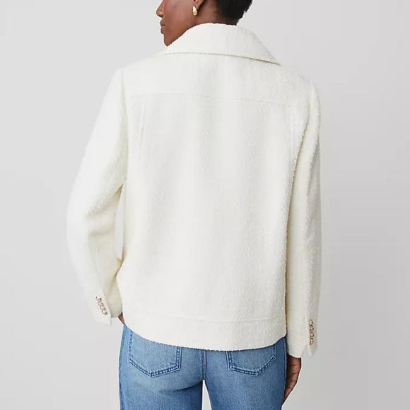 NWT Ann Taylor Tweed Double Breasted Peacoat Blazer XS - Picture 2 of 9